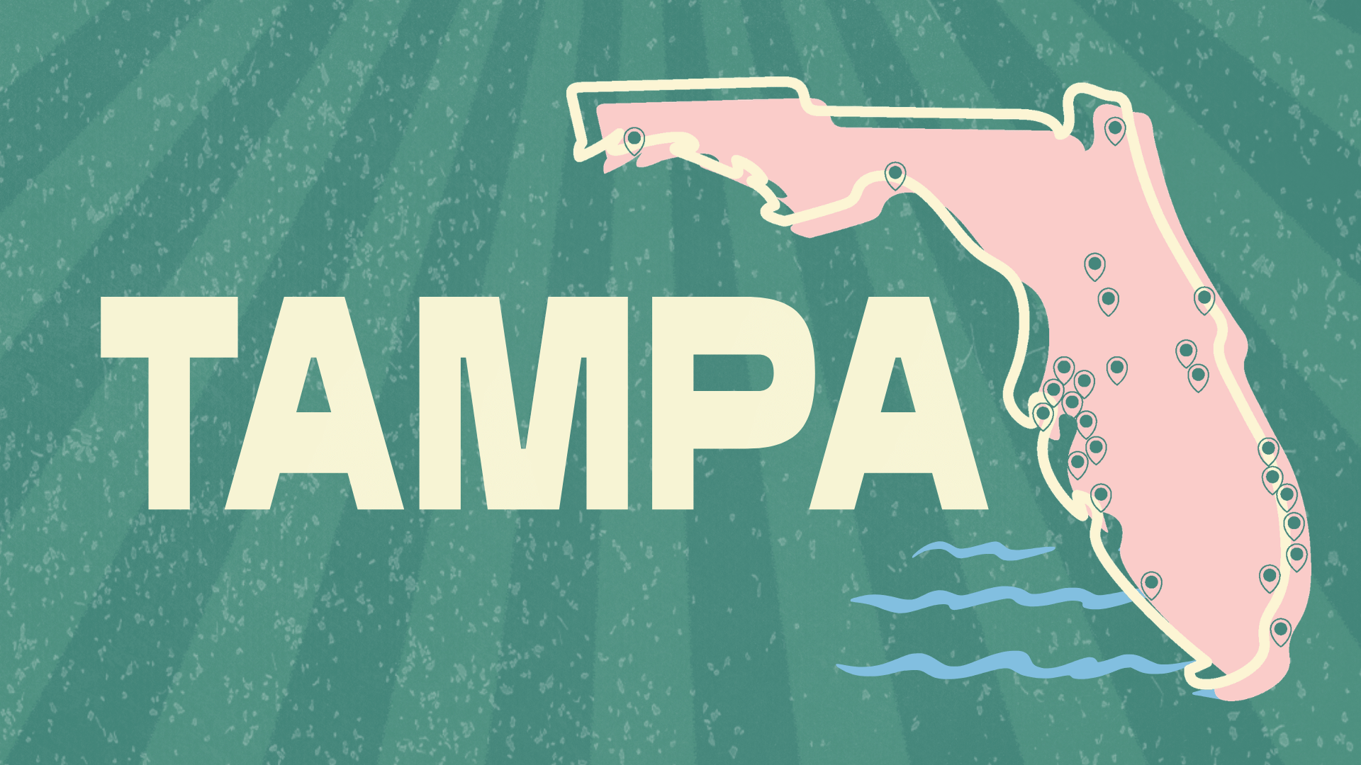 Tampa Florida map with location markers