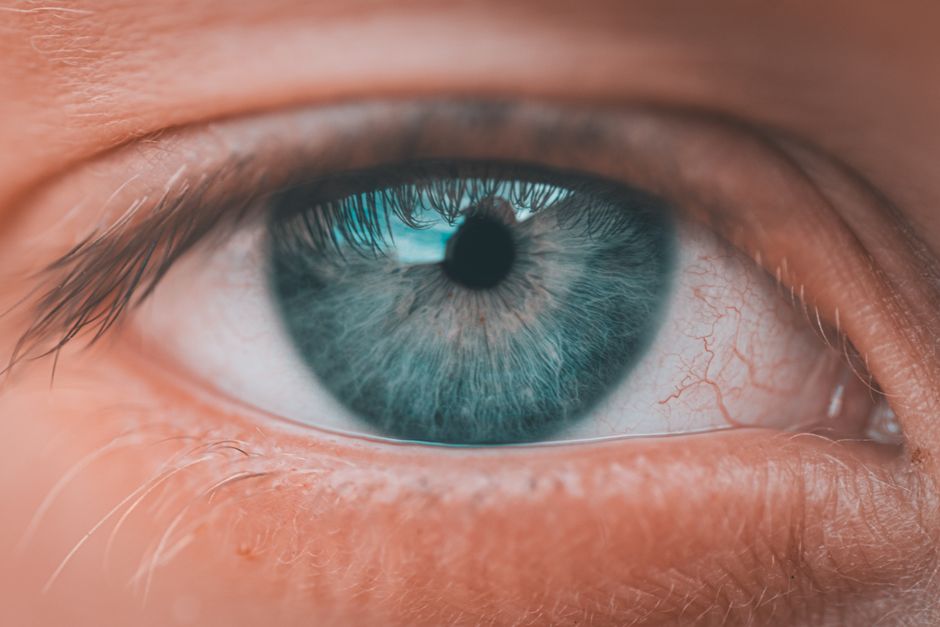 Blue eye close up detailed iris texture